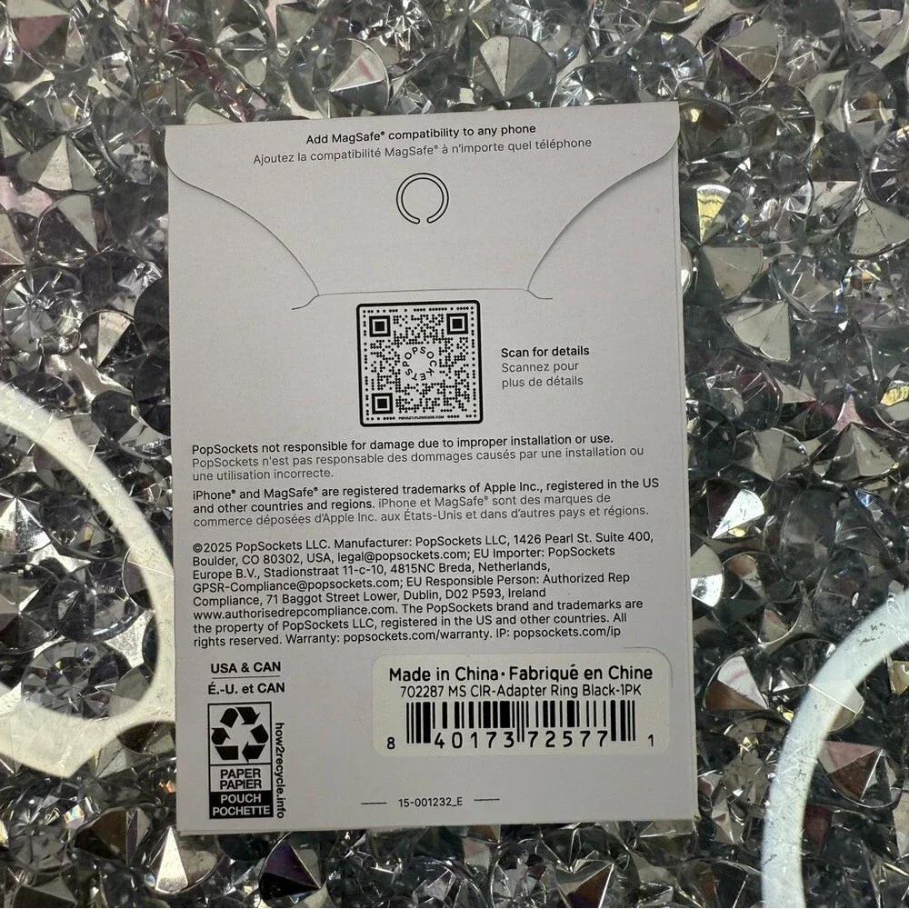 PopSockets MagSafe Adapter Ring - White Text on White Card